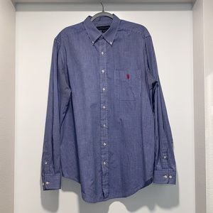Polo Large, Tall Blue Gingham Dress Shirt